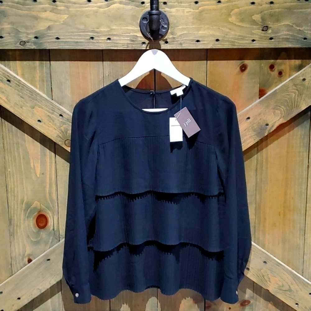 J. JILL BLACK LAYERED BLOUSE SIZE SMALL NEW Dressy Whimsy NWT